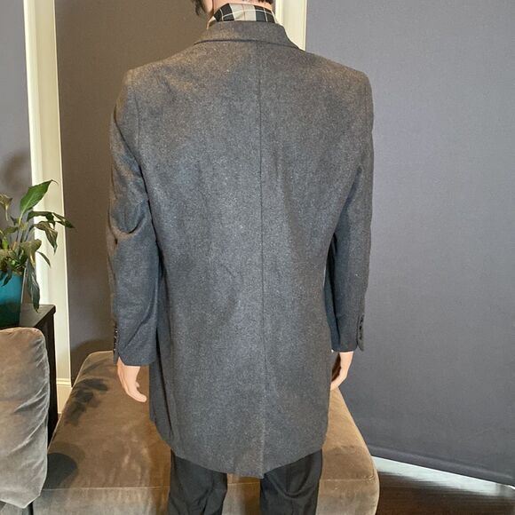 Men’s Gray Coat Winter Jacket with Detachable Plaid Scarf Size M NWT - Picture 6 of 13